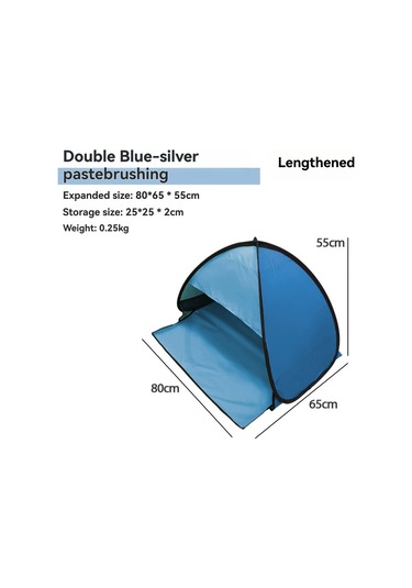 Folinda Hızlı Açılabilir Mavi Desenli Sahil Çadırı - Uv Koruma, Havalandırma Açığı, Hafif Ve Taşınabilir - 80x65x55 Cm Mavi