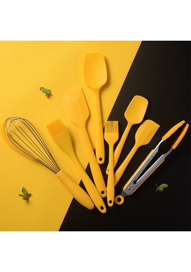 Yaozixa Isıya Dayanıklı 8 Parça Silikon Spatula Seti - Fırın Ve Mutfak İçin Pratik Çözüm Sarı