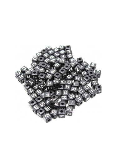 Harf Boncuk Akrilik Küp 10 Mm 250 Gr Siyah Beyaz