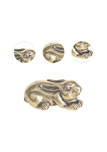 Homyl Mini Pirinç Tavşan Heykel Hatıra Masa Dekorasyon 1 3,4cmx1,6cm