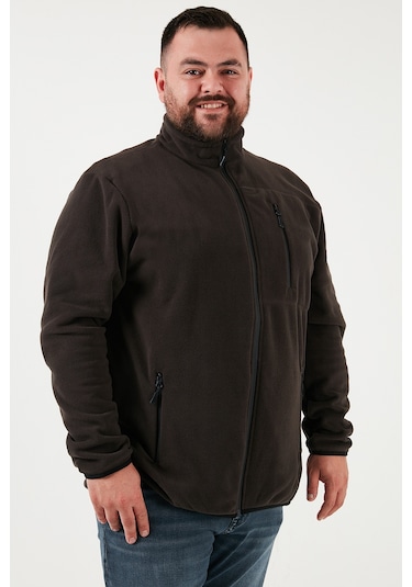 Buratti Regular Fit Dik Yaka Fermuarlı Büyük Beden Polar Erkek Hırka 5906028B Antrasit