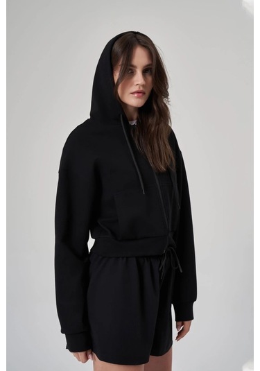 Exuma Kadın Fermuarlı Siyah Sweatshirt 1529109-siyah Siyah