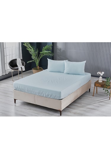 Colourful Fitted Çarşaf Çift King Size - Mavi