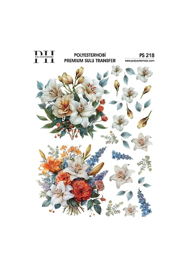Polyesterhobi Premium Sulu Transfer 25x35 Cm Çiçek Desenli Ps 218