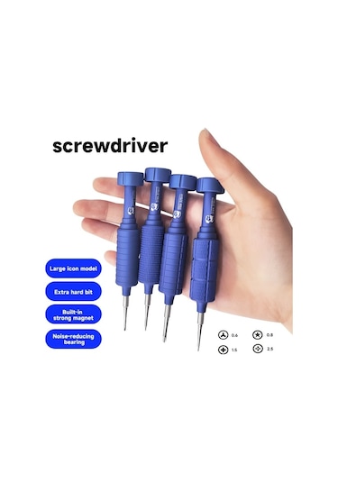 Honeybeeshop Mavi Yüksek Sertlikte İphone Tamiri İçin 4ü 1 Arada Manyetik Hassas Tornavida Takımı