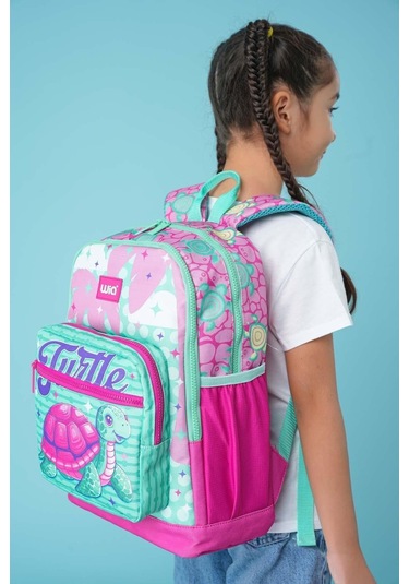 Wia Erkek Çocuk 3'lü Kaplumbağa Temalı Çocuk İlkokul 1.2.3 Ve 4. Sınıf Okul Çanta Seti Yeşil - Pembe