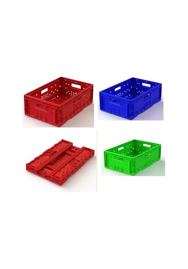 Plastik Kasa Piknik Sepeti Katlanır Kasa 40x60x16 Oyuncak Sepeti Yeşil