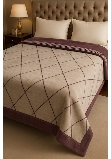 Padişah Vizon Çift Kişilik Battaniye Gri - Mor