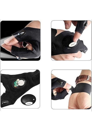 Kenpazar Led Işıklı Eldiven Led Işıklı Tamirci Balıkçı Bisiklet Eldiveni