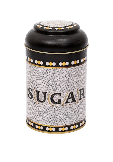 Mosaic Sugar Desenli Yuvarlak Metal Kutu, 10.5 X 15 Cm, 1.1 Lt