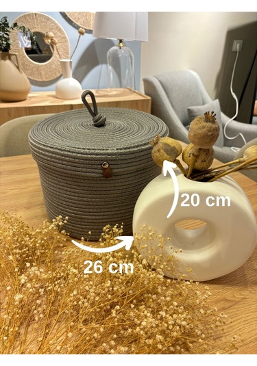 Victor Çok Amaçlı Düzenleyici Kapaklı Sepet,kapaklı Saksılık,kapaklı Organizer 26-20, Küçük Boy Gri