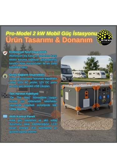 Otw Pro-model 2000w Mobil Güç İstasyonu Lifepo4 Bataryalı Şebeke Şarjlı