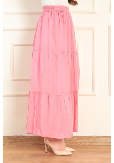 Modaplaza Kadın Fırfırlı Uzun Etek- Çok Renk K20YGLSFIRETKPEMBE Pembe