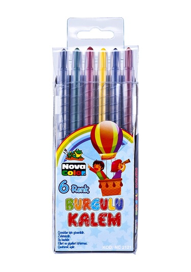 Nova Color Burgulu Boya Kalemi 6 Lı - 2 Paket Çok Renkli