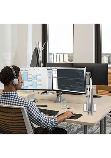 Reedark Alüminyum Çift Konumlu Dikey Laptop Tutucu - Ayarlanabilir Genişlikli Masaüstü Organizer Gri