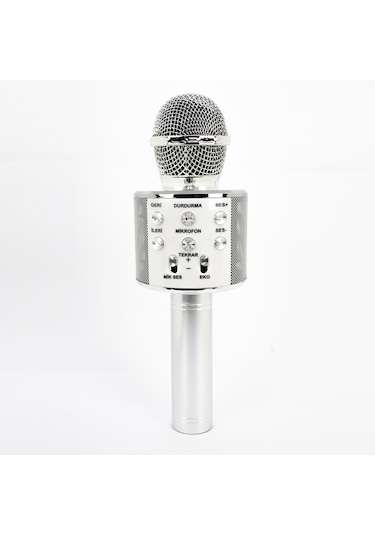 Winex UsbA+TF Sd Kart+3.5mm Aux Bluetooth Karaoke Mikrofonu Gümüş