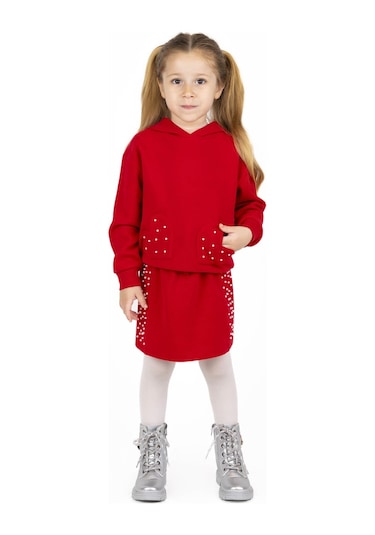 Best Kids Kapşonlu Kalp Desenli Sweatshırt 001