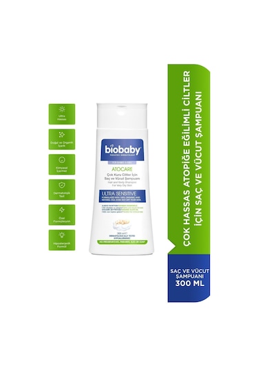 Biobaby Çok Kuru Ciltler Saç Ve Vücut Şampuanı 300 ml - Organik Zeytin Yağı Alman Papatyası Atopik Ciltler