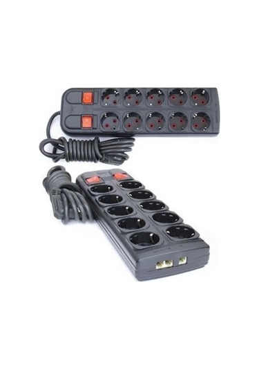 10lu 2 Anahtarlı Topraklı Grup Priz 3 Metre Standart