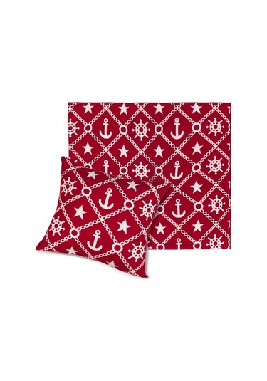 Marin Desen Triko Battaniye Koltuk Şalı Ve Kırlent Kılıfı Seti-130X170