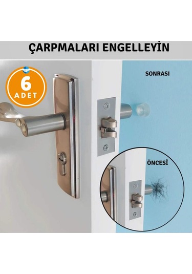 6 Adet Yapışkanlı İz Bırakmaz Silikon Kapı Tamponu Kapı Stoperi Çok Amaçlı Kullanım Mobilya Koruma Çok Renkli