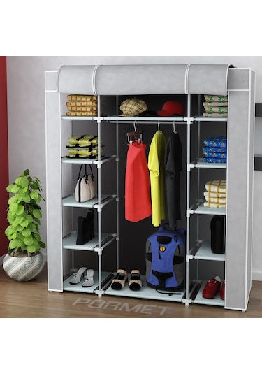Sepettenevar Çift Yandan Raflı Askılı Kaliteli Bez Dolap - Rengarenk
