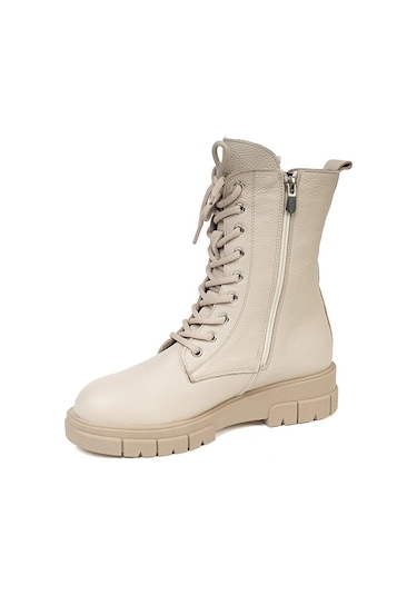 Greyder 72057 Kadın Bej Hakiki Deri Military Bot -114-bej Bej