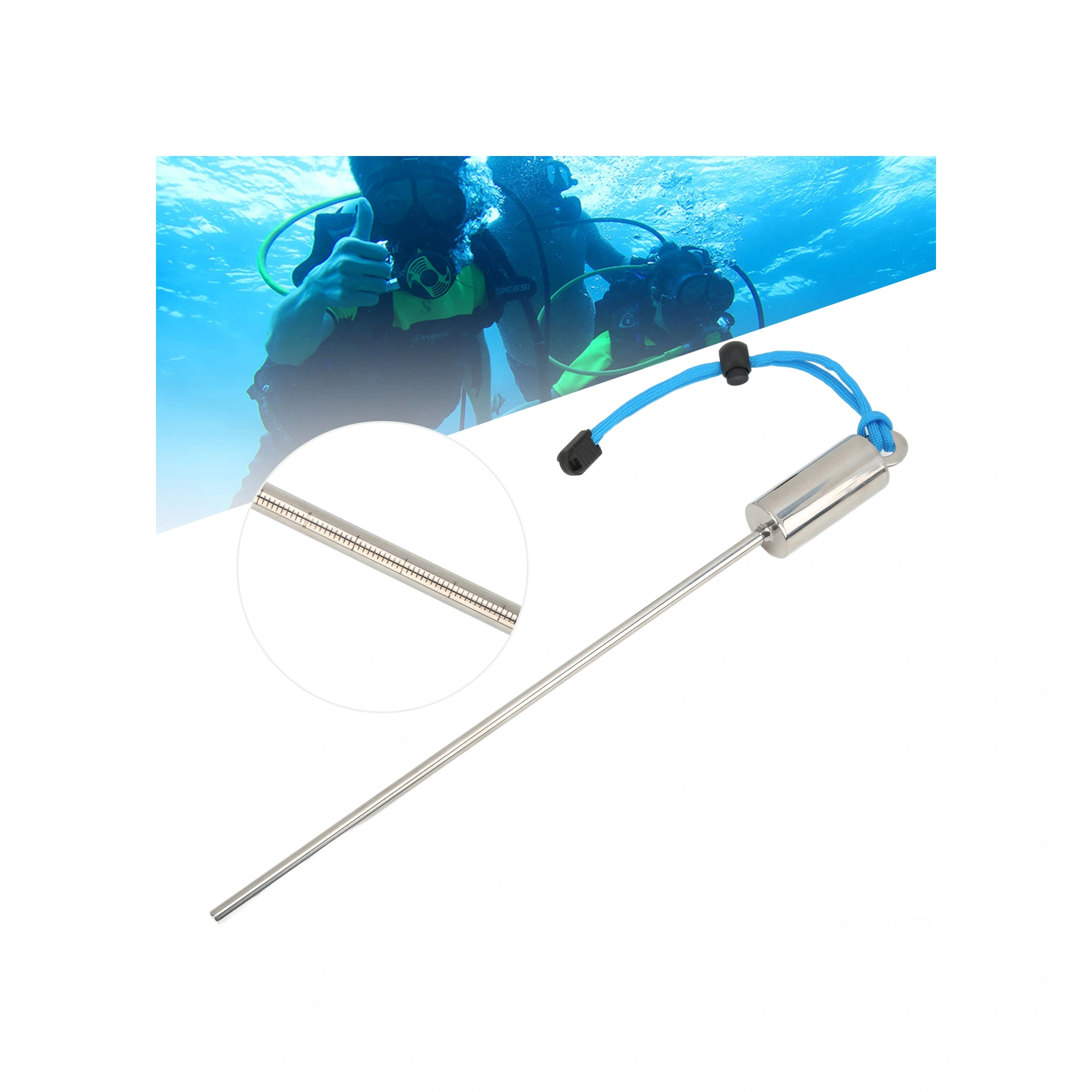 Vkemall Stainless Steel Su Altı Dalış Çubuğu 30cm - Ölçülü, Sesli, El Teli İle Pembe - Derin Deniz Gözlem Aracı Pembe