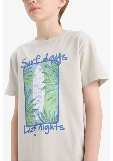 DeFacto Erkek Çocuk Pijama Takımı Baskılı Kısa Kollu Üst Esnek Belli Şort F5802A825HSGR295 DeFacto Erkek Çocuk Pijama Takımı Baskılı Kısa Kollu Üst Esnek Belli Şort F5802A825HSGR295