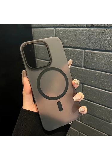 Fochsia Lüks Mat Manyetik Şeffaf iPhone Uyumlu 14 Pro Max Kılıf Sert Pc Kasa Kablosuz Şarj