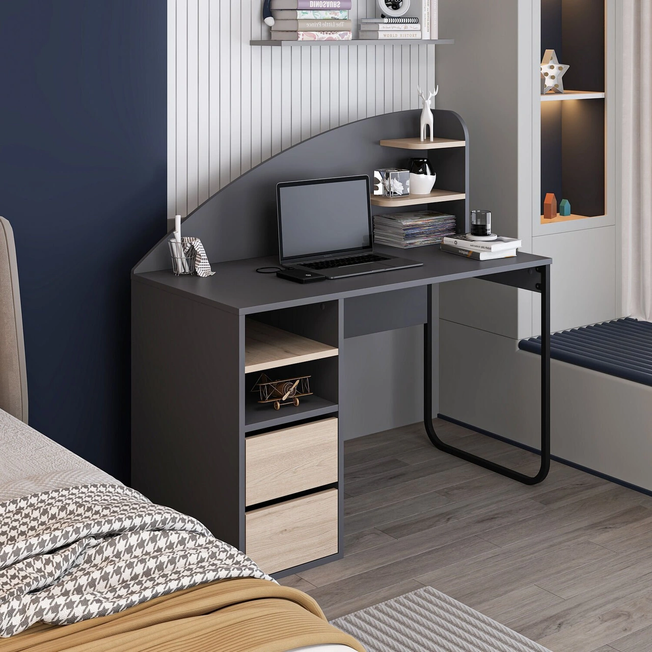 Mirel Çalışma Masası - Antrasit/derin Sepet Çok Renkli