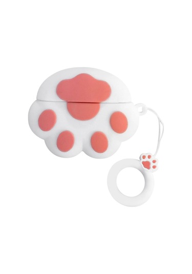 Honmex Airpods Uyumlu Pro Tws Kulaklık İçin Silikon Koruyucu Kılıf - Kedi Pencesi Desenli Beyaz 3d Korumalı Kapak Beyaz