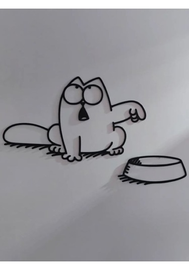 Acıkan Kedi Duvar Süsü Siyah