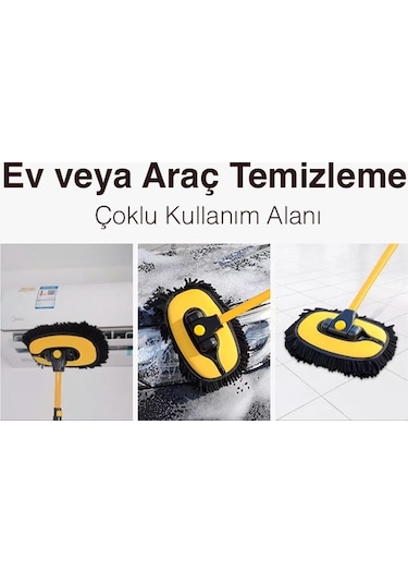 Ezere Ls-426 Teleskopik Araç Temizleme Fırçası Oto Yıkama Paspas Siyah.Sari