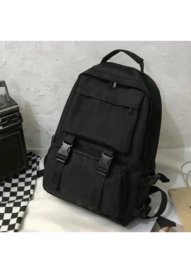 Myinkai Siyah Öğrenciler Sırt Çantaları Büyük Kapasiteli Seyahat Siyah