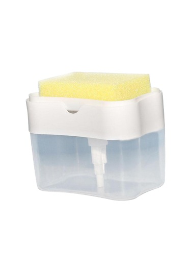 Homyl 2'si 1 Arada Sabun Pompası Dispenseri Sünger Tutucu Beyaz Beyaz