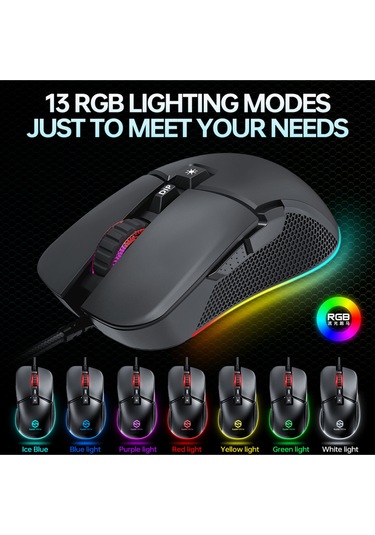 Siyah Rgb 7 Tuşlu Drag Click 7.200dpi Makrolu Yazılım App Destekli Gaming Oyuncu Mouse Diğer
