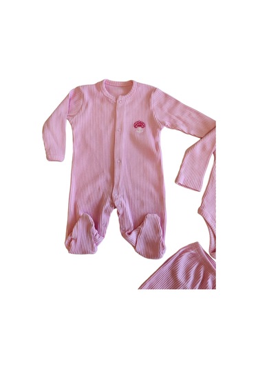 Kız Bebek Tulumlu Patikli Alt Ve Çıtçıtlı Badili Set - Pembe