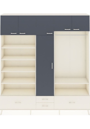 Arges Dolap 18 Raflı 4 Çekmeceli Tek Askılı 220x30x243 Aytaşı-antrasit/aytaşı Antrasıt/aytası Arges Dolap 18 Raflı 4 Çekmeceli Tek Askılı 220x30x243 Aytaşı-antrasit/aytaşı Antrasıt/aytası