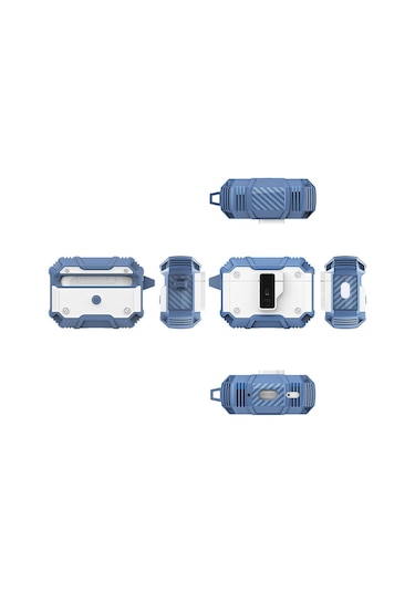 Noktaks Airpods 3. Nesil Uyumlu Kılıf Airbag 35 Darbelere Karşı Dayanıklı Düğmeli Kılıf Mavi