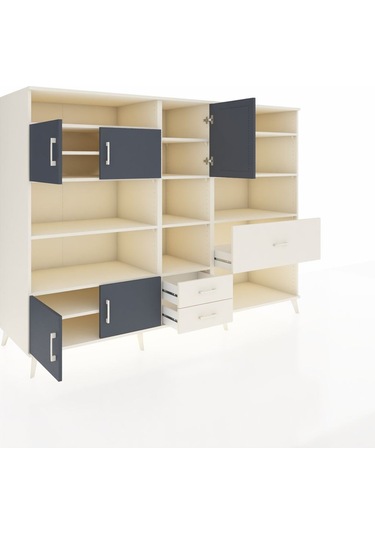 Kronos Dolap 13 Raflı 3 Çekmeceli 5 Kapaklı 220x59x163 Aytaşı-ant Aytaşı-antrasit/aytaşı