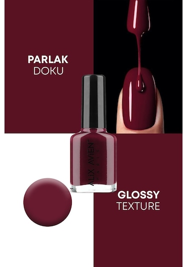 Alix Avien Bordo Oje 107 Yüksek Pigmentli Uzun Süreli Kalıcılık Hızlı Kuruma Nail Lacquer 107