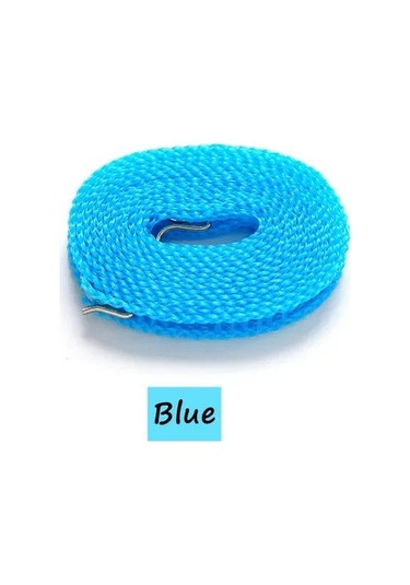 Kalınlaştırılmış Çamaşır İpi Kaymaz Rüzgar Geçirmez Çamaşır Askısı İpi Taşınabilir Ev Çamaşır Malzemeleri Kamp Aksesuarları Rastgele Renk Mavi