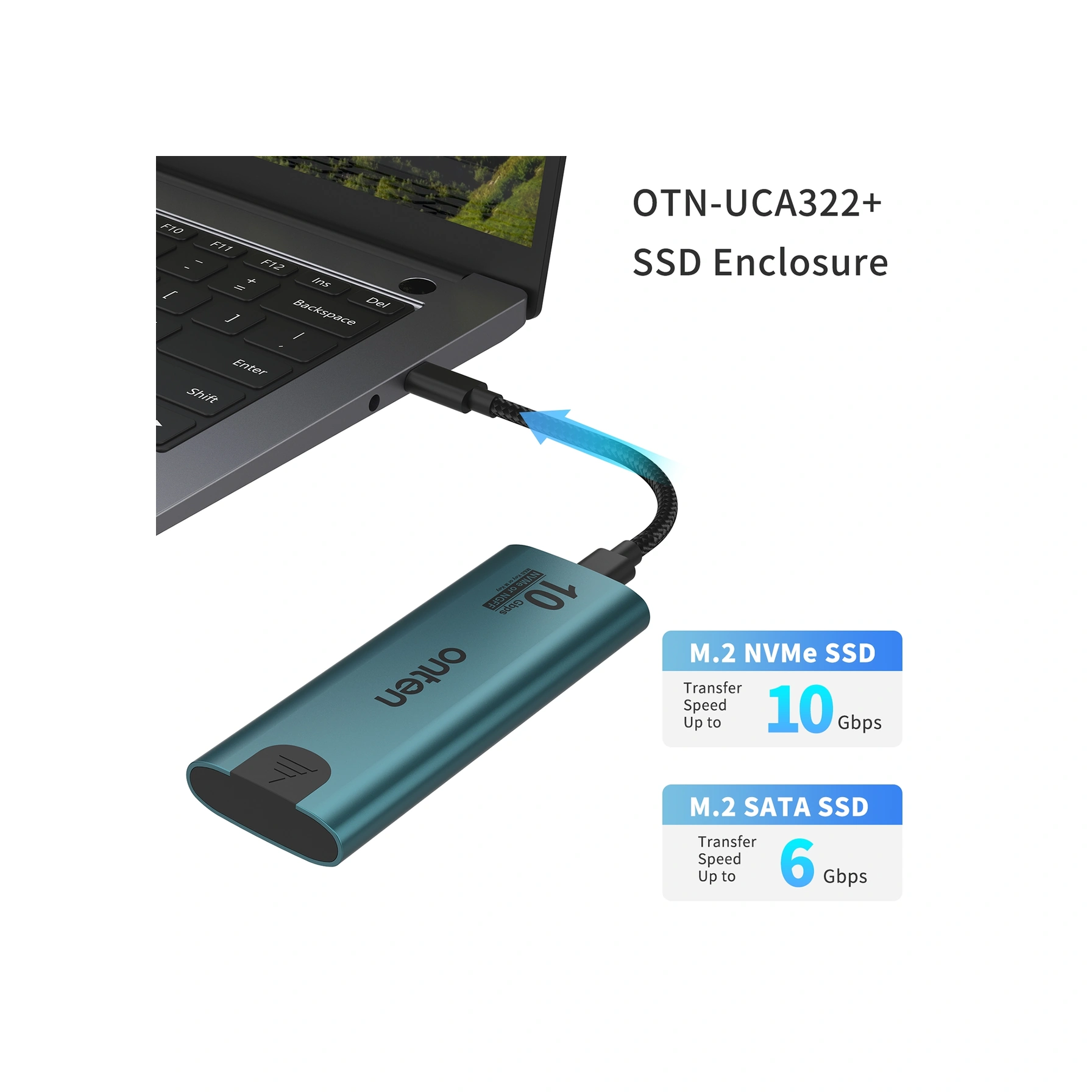 Sones Onten Uca322+ 10gbps M.2 M-anahtar Nvme Ngff Ssd Muhafazası