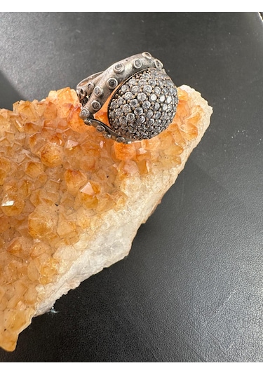 Otantik Zirkon Taşlı Gümüş Yüzük 925 Ayar 13 Gram