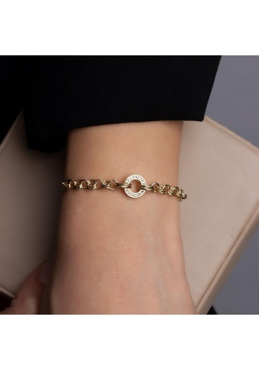 Altın Taşlı Halka Bileklik BL0047 Sarı Altın