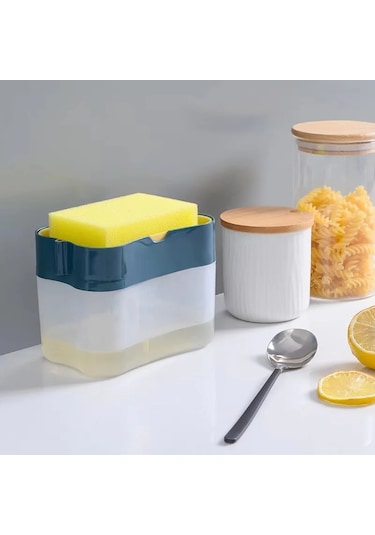 Yeni Gri Sabunluk Pompası Sünger Ile Manuel Temizleme Sıvısı Dağıtıcı Konteyner Manuel Pres Sabun Organizatör Mutfak Aracı Cocina