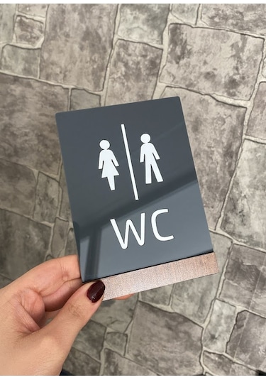 Wooden Serisi Minimal WC Yönlendirme Levhası