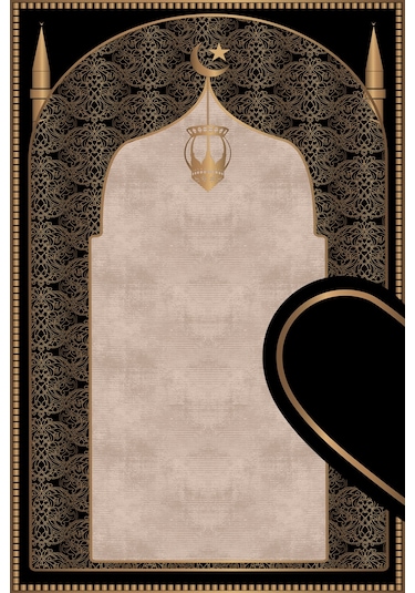 Kalpli Çift Seccade Diz Ağrıtmayan Yumuşak Namazlık Hediyelik Seccade Siyah