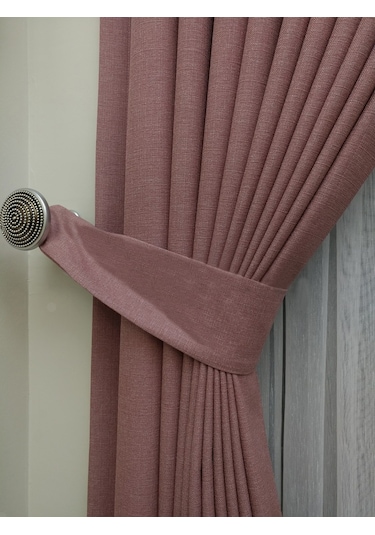 Evdepo Home Keten Pembe Fon Perde Tek Kanat Pembe